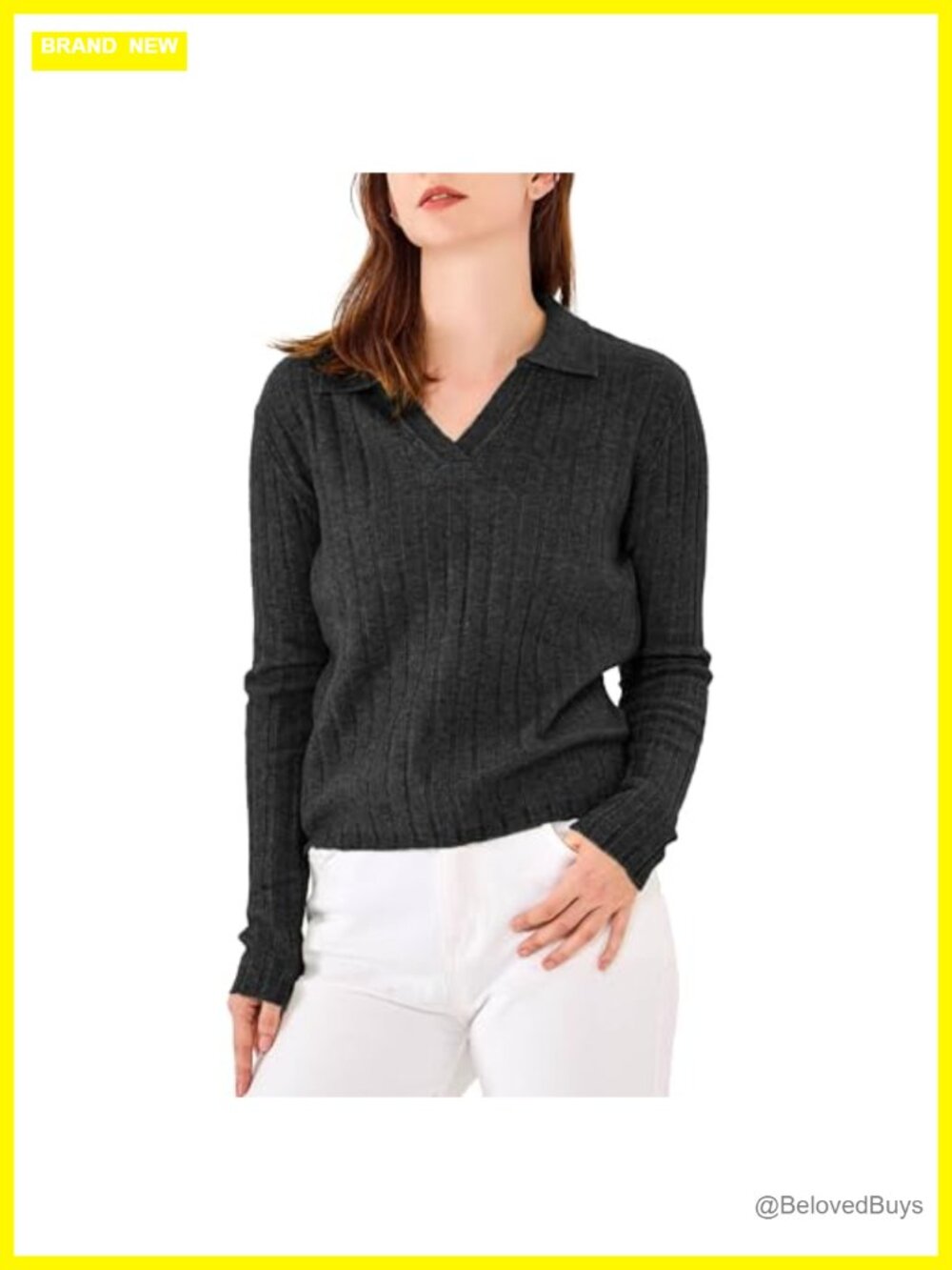 Wool Blend Cable Knit V Neck Pullover Sweater with Polo Collar